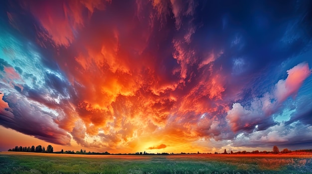 Fantastische Aussicht. Wunderschöner Himmel bei Sonnenuntergang, Dämmerung, Himmel und Wolken im dramatischen Hintergrund