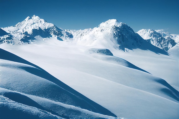 Foto fantastische epische winterlandschaft der berge. gefrorene natur. gletscher in den bergen mystic valley
