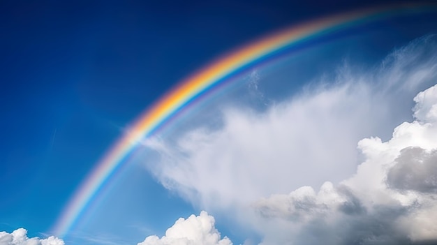 Fantastische, lebendige Aussicht auf den Regenbogenhimmel. Wunderschöner Himmel und Wolken mit Regenbogenhintergrund