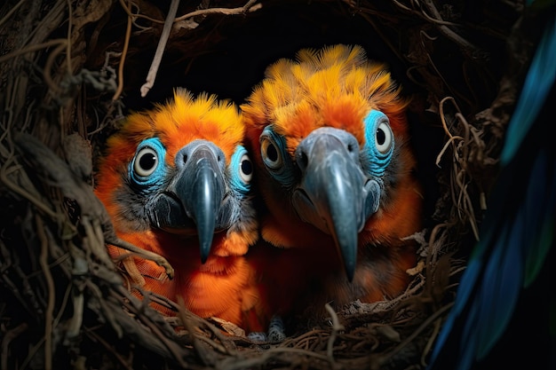 fantastische Maca-Küken im Nest