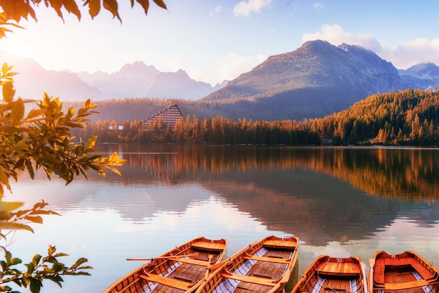 Fantastische Shtrbske Pleso Hohe Tatra. Slowakei, Europa.