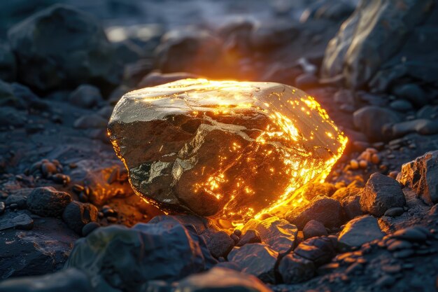 Fantastischer Hintergrund Magie eines Steins Gold Metall große Sammlung Metall