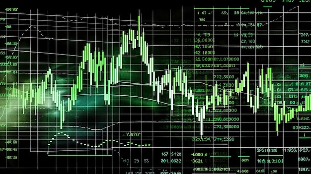 Fantastisches Börsendiagramm mit grünem Hintergrund bringt Glück