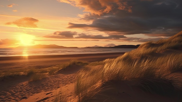 Fantastisches Foto mit Blick auf den Sonnenuntergang über den Sanddünen