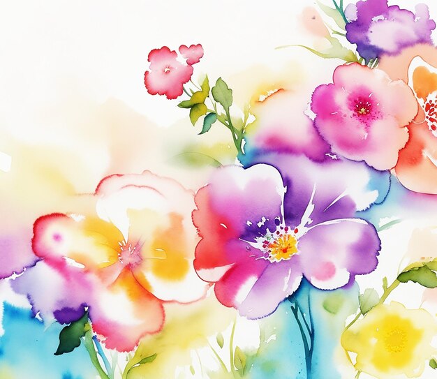 Foto fantastisches mehrfarbiges, farbenfrohes, florales hintergrundgemälde auf papier, hd-aquarellbild