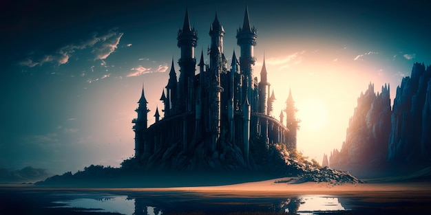 Fantasy Castle Wallpaper místico reino medieval AI generativa