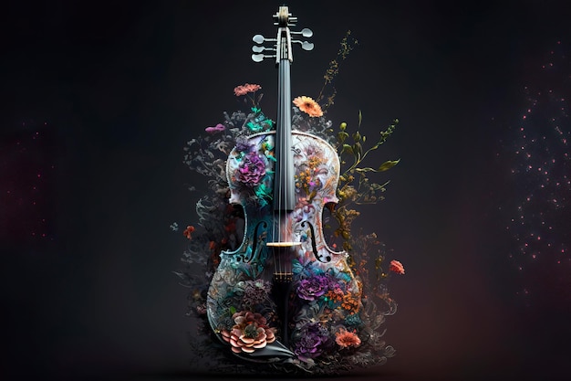 Fantasy-Design-Musical Erstaunliche Violine aus Blumen