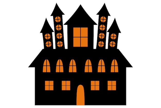 Fantasy-Halloween-Schloss, gotisches Haus, saisonale Kunst, gruselige Illustrationsgrafik