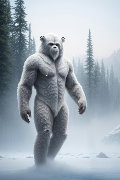 Fantasy-Illustration von Bigfoot oder Yetti Generative AI