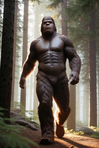 Fantasy-Illustration von Bigfoot oder Yetti Generative AI