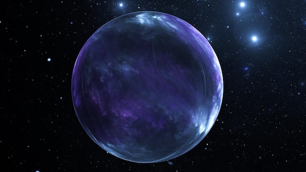 Fantasy ist ein abstrakter Planet im Weltraum vor dem Hintergrund von Sternen und Galaxien 3D-Illustration