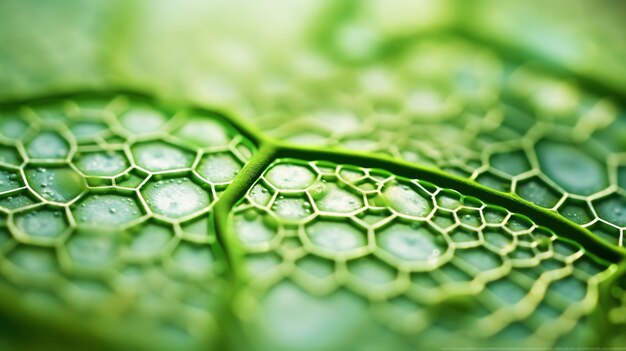 Fantasy-Pflanzenzellenmikroskopie Grüne organische Strukturen Microlife-Konzept Generative KI