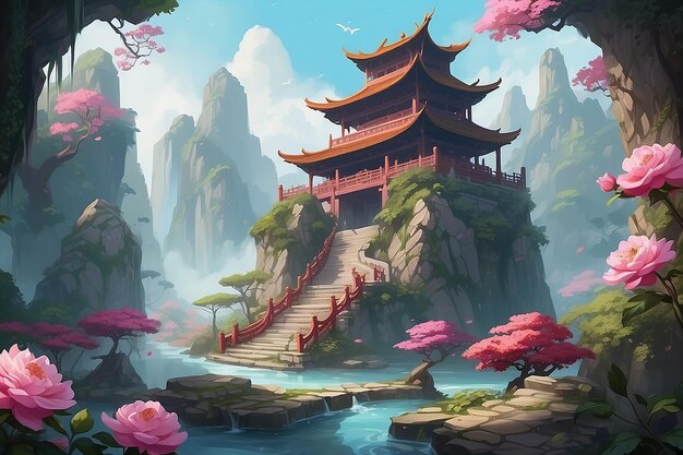 Fantasy-Spiel mit China Rose Powers Konzeptkunst