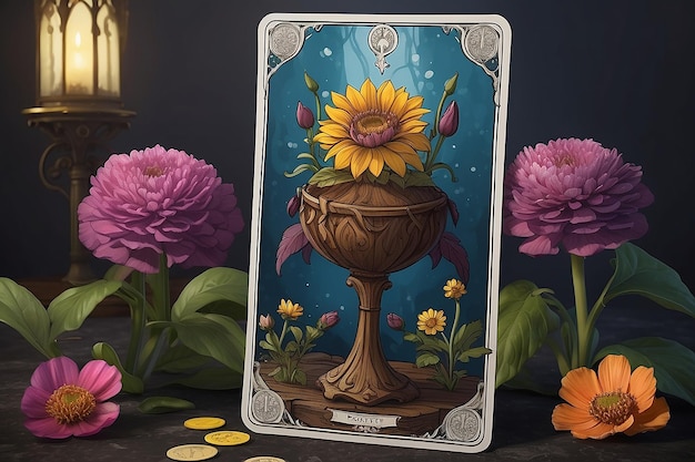 Fantasy Tarot Card Pappy Flowers Simbolismo Arte conceitual