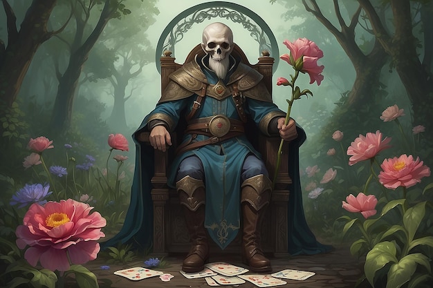 Fantasy Tarot Card Pappy Flowers Simbolismo Arte conceptual