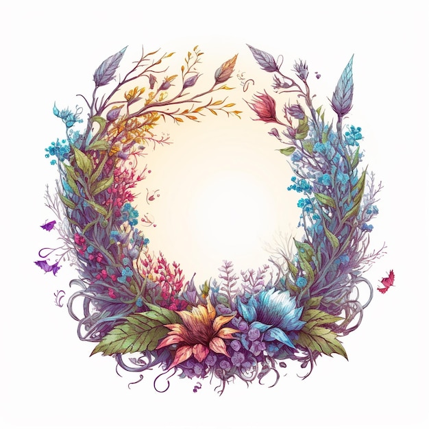 Fantasy-Wildblumen-Kranz-Logo