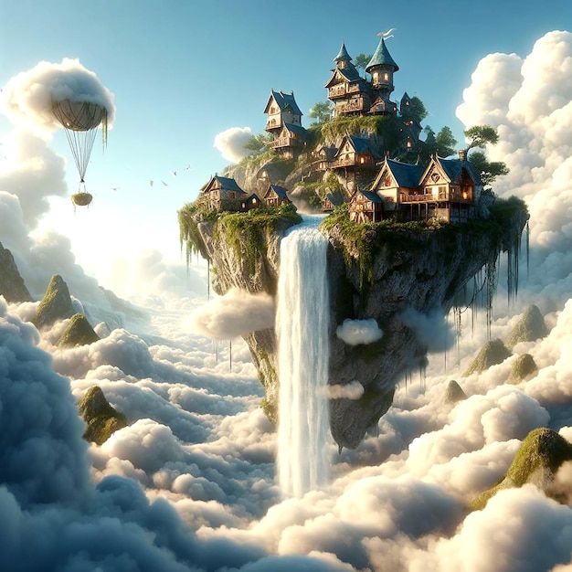 Foto fantasyworld dream city ist ein paradiesland mit generativer ki.