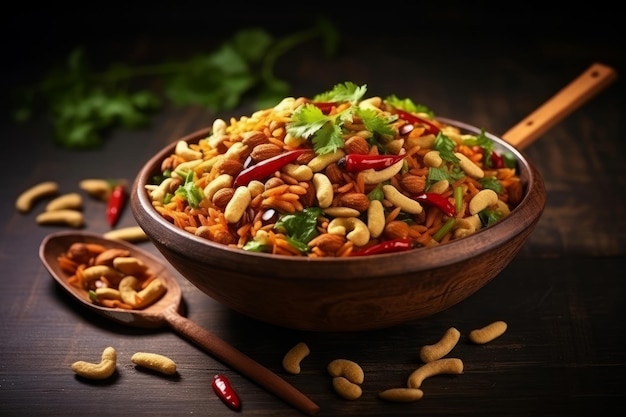 Foto farali bhel comida tradicional india de ayuno para ocasiones especiales