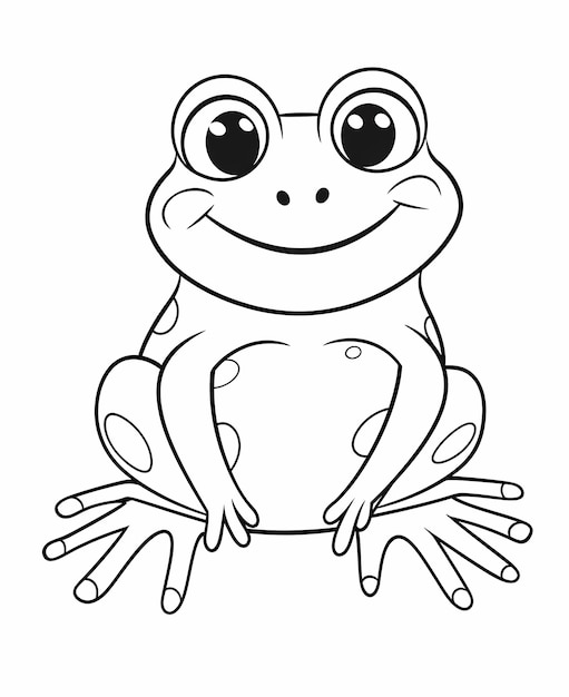 Farbblatt für Kleinkinder Frosch Cartoon-Stil dicke Linien geringe Details