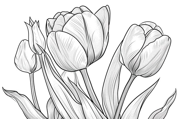 Foto farbbuchblumen im doodle-stil schwarzer umriss