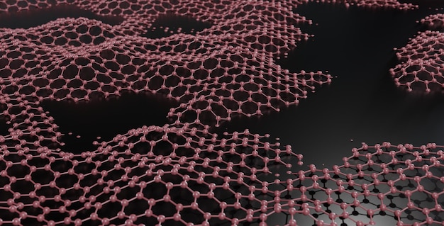 Farbe auf schwarzem Hintergrund einer Zusammensetzung von 3D-Illustrationen von Molekülen und chemischen Zusammensetzungen Medizinisches Molekular- und Zellkonzept Minimaler Hintergrund Kopierbereich