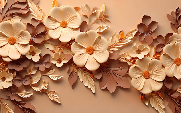 Farbe orange 3d Wandblatt Blumenblatt Hintergrund Tapeten