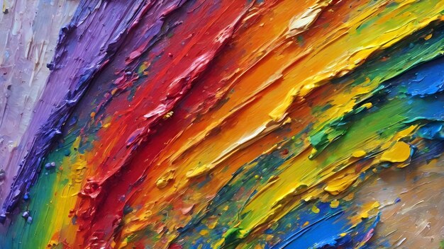 Farben des Regenbogens bunte Pinselstriche mit Ölfarbe auf der Leinwand abstrakter bunter Hintergrund