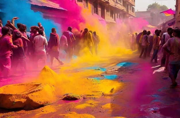 Farben, die Holi feiern