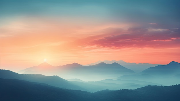 Farben von Wolken und Bergen bei Sonnenaufgang