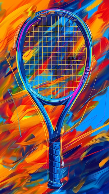 Foto farbenfrohe abstrakte illustration eines tennisschlägers