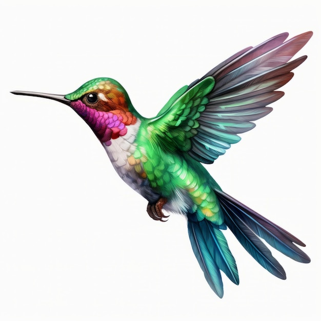 Farbenfrohe Aquarell-Clipart-Illustration mit Kolibri