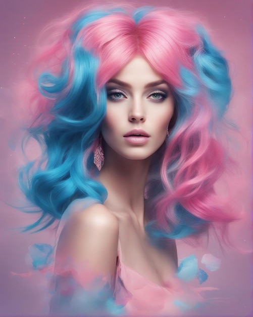 Farbenfrohe Ausstrahlung des Eleganzmodells in rosa Himmelblau und Aquarell