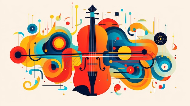 Farbenfrohe Darstellung einer Geige
