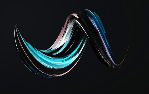 Farbenfrohe, dynamische, abstrakte, verdrehte Form, 3D-Darstellung, Spirale