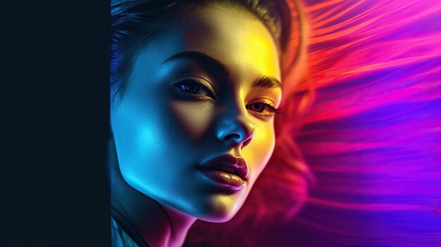 farbenfrohe Frauen futuristische Frauen Neon-Effekt Photoshop
