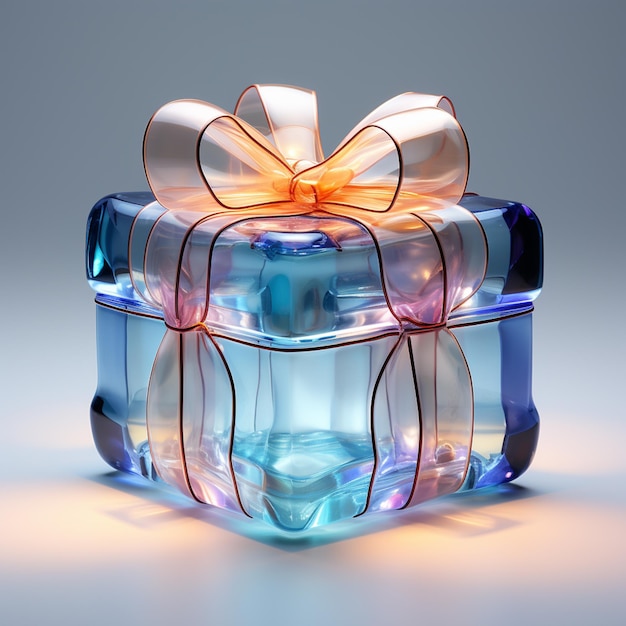 Foto farbenfrohe glas-geschenkkiste mit einem bogen an der spitze generative ai