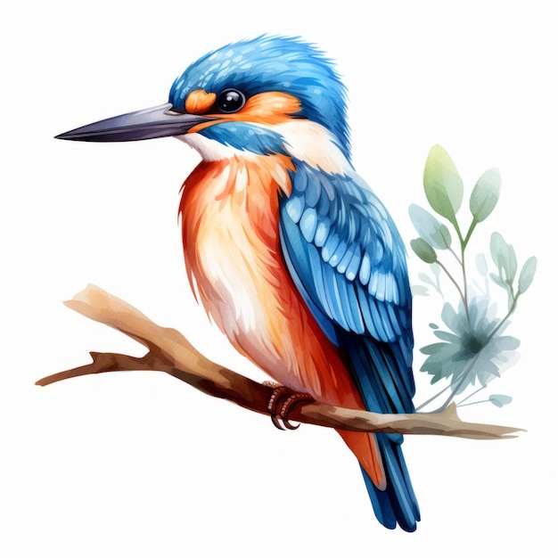 Farbenfrohe Kingfisher Aquarell-Clipart-Illustration