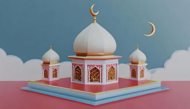 Farbenfrohe moderne 3D-Kunst-Moschee