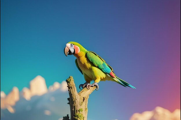 Foto farbenfrohe, sprechende macaw, haustiervogel, tapeten, hintergrundillustration, hd-fotografie