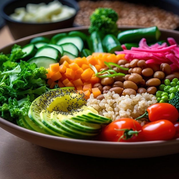 Foto farbenfrohe vegane buddha-schüssel