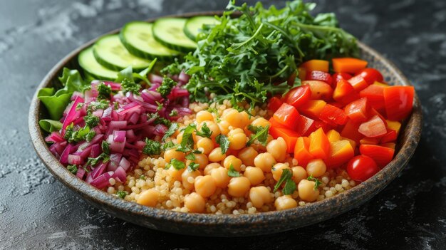 Farbenfrohe vegane Quinoa-Salatschüssel