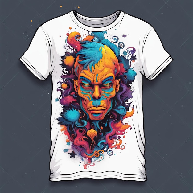 farbenfrohe Vektorillustration eines Zeichentrick-Monsters T-Shirt-Designs für den Druck farbenfroher Vektor