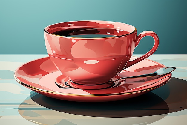 farbenfrohe Vektorkunst einer sauberen und eleganten Illustration von Teebecher, die von KI generiert wurde