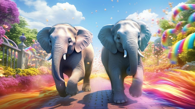 farbenfroher Elefant lebendiger Pachyderm High-Definition hd fotografisches kreatives Bild