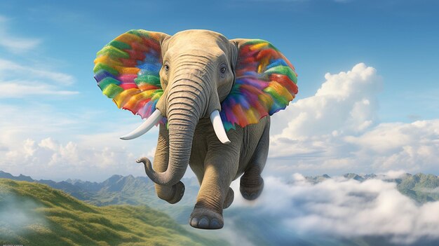 Foto farbenfroher elefant lebendiger pachyderm high-definition hd fotografisches kreatives bild