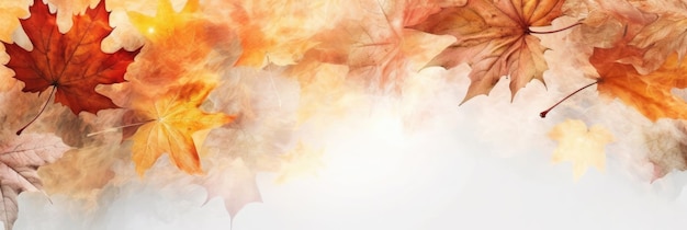 Farbenfroher Herbstlaub-Hintergrund. Panoramaformat mit Kopierraum für generative Text-KI