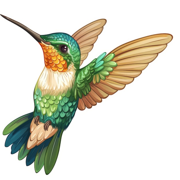 Farbenfroher Kolibri im Flug