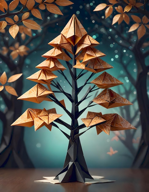 Foto farbenfroher origami-baum