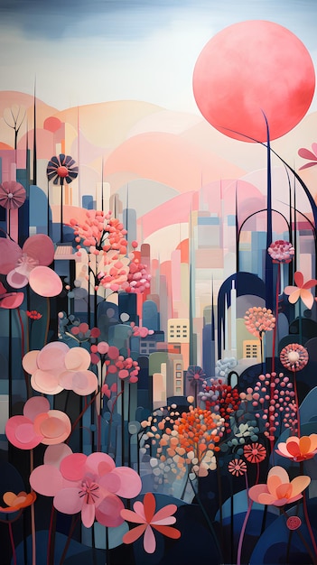 farbenfroher Surrealismus von Dschungel und Blumen