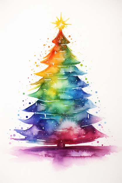 Foto farbenfroher weihnachtsbaum mit stern an der spitze generative ai